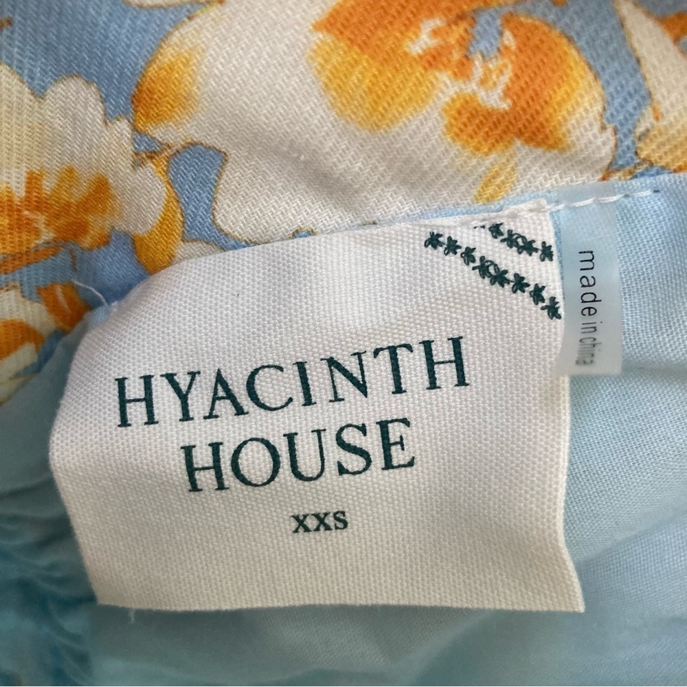 NEW Tuckernuck Puff Sleeve Midi Dress Women XXS Blue/Orange Floral HyacinthHouse - Picture 5 of 11